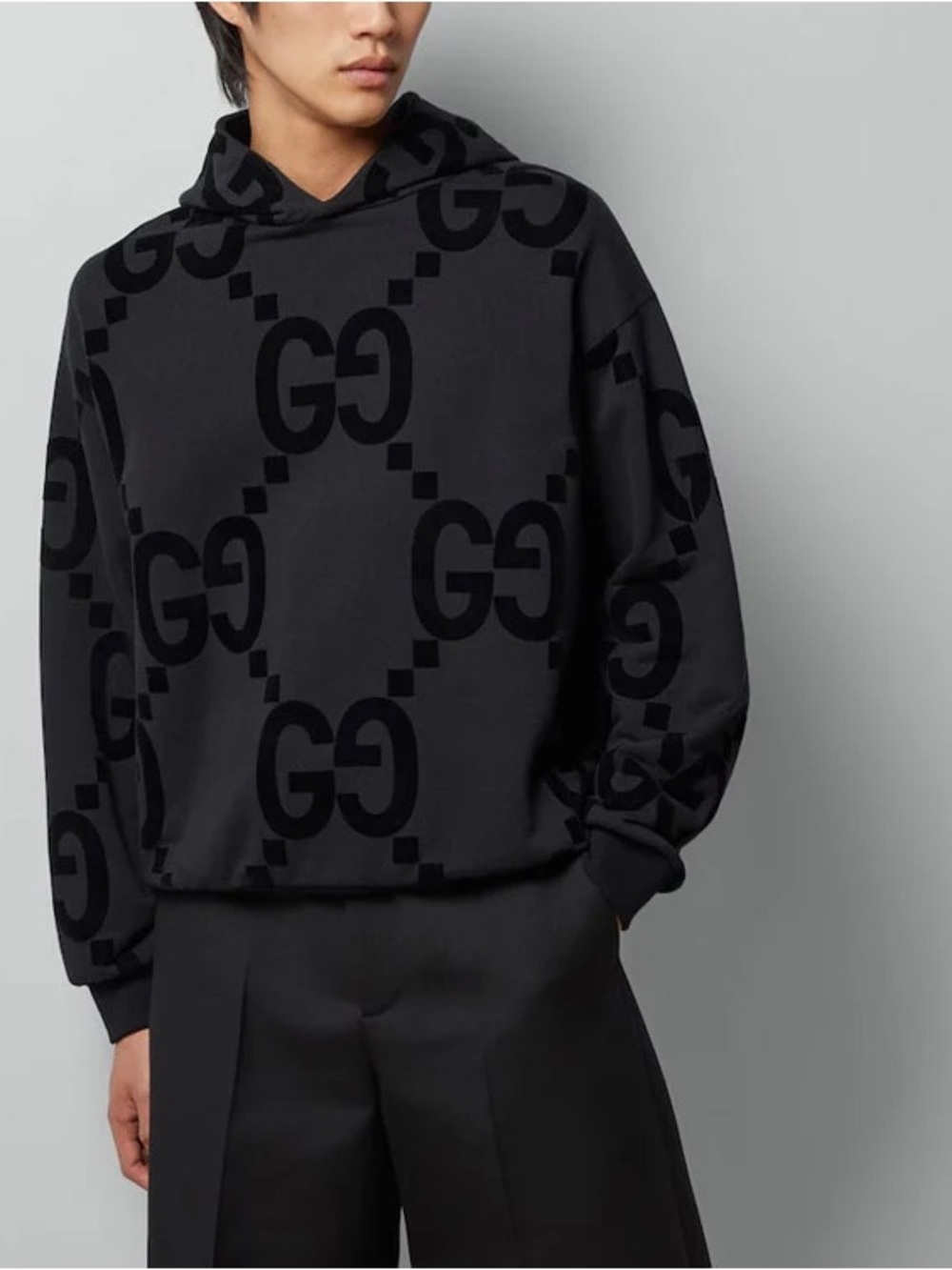 Gucci Black Tonal GG Pattern Hoodie